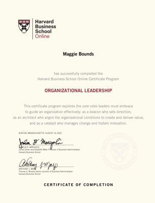 Organizational
Leadership 
Certificate