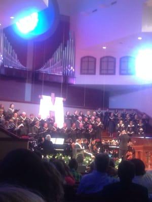 Beautiful choir and full orchestra for Easter morning service