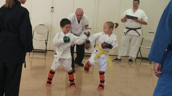 Sparring at his first tournament