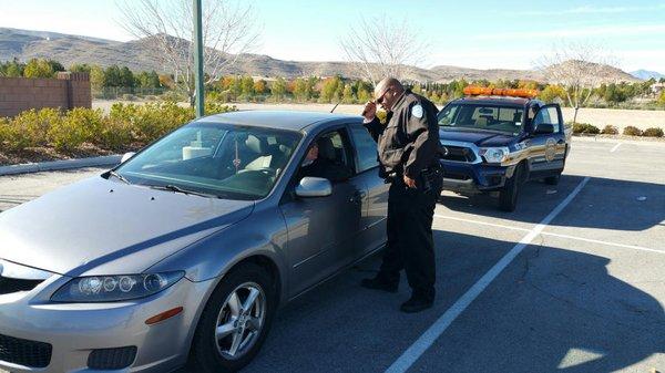 officer inspecting car