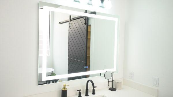 lighted bathroom mirror installation