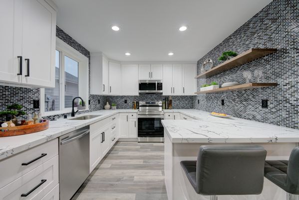 Transform your kitchen with our remodel and installation services, upgrading backsplash and countertops with precision and style.