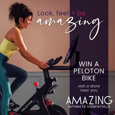 AMAZING Intimate Essentials is giving away THE ORIGINAL PELOTON BIKE. Visit any AMAZING to enter! *This Giveaway Expires 5/31/23*