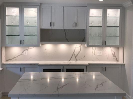 Quartz kitchen counter top