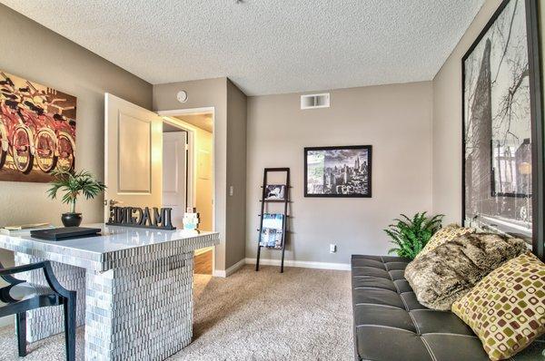 Home office at Desert Boutique Apartment Homes in Palm Springs, California.