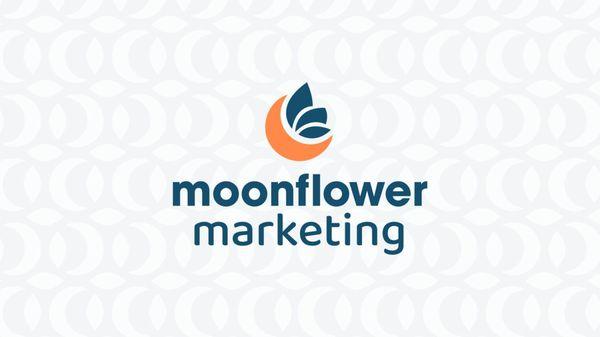 Moonflower Marketing logo on moon and leaf background