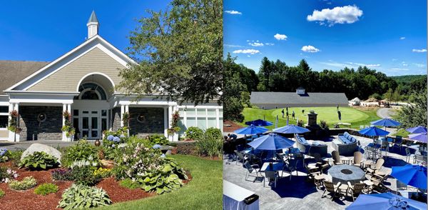 The front and back of the beautiful Sky Meadow Country Club, Club house.