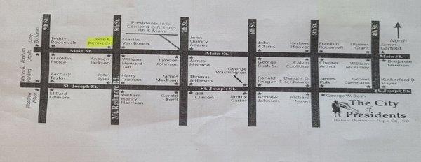 Here is a map provided by our hotel (near the highlighted president).  No tour company needed!