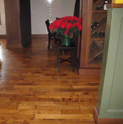 Hand Scraped Hickory flooring in Biaggi's Peoria location