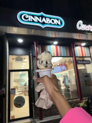 Cookies & Cream Ice Cream on a sugar cone