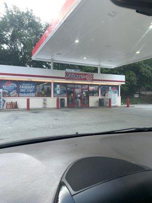 Closest gas station is closed on the inside.