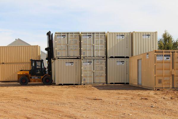 Storage containers stacked