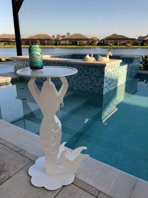 Mermaid drink table adds a unique coastal / beach house flair for your decor.