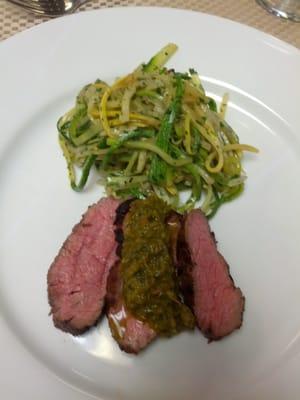 Squash and chimichurri on steak!