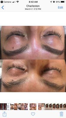 Brow sugaring with brow tinting