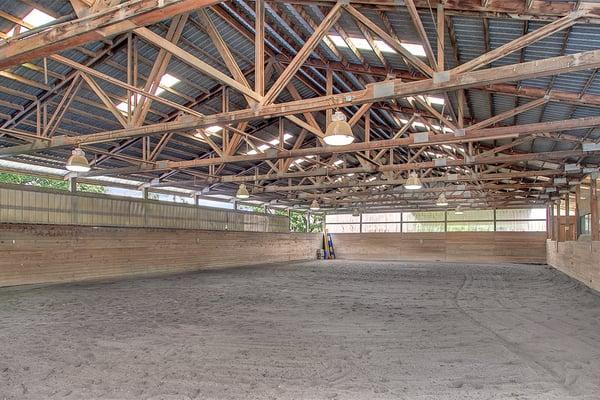 Indoor arena at Grateful Pine Farm.