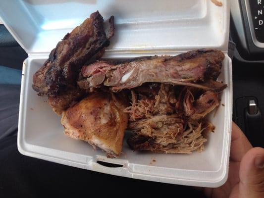 Ribs, pulled pork, and chicken; all were delicious.