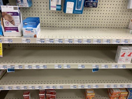 Empty shelves of medication