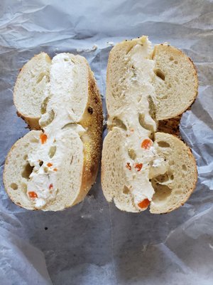 Everything with olive cream cheese!