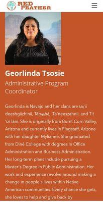 GEORLINDA TSOSIE THE FLAGSTAFF ARIZONA ADMINISTRATIVE PROGRAM COORDINATOR, A AMAZING EMPLOYEE,THANK YOU, KENDRICK AND KYLE