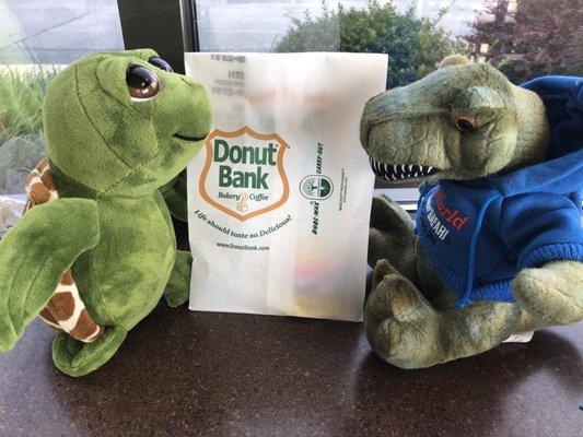 Even Mr. Dino and Turtle love the Donut House!