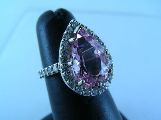 Top angle view of Morganite diamond ring