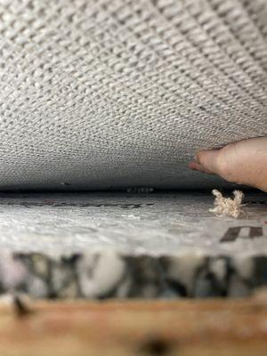 Chunk of foam on carpet