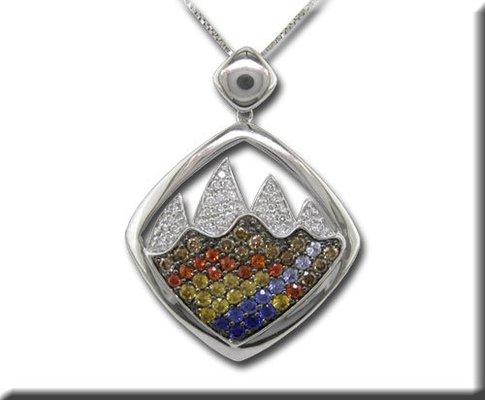 Teton Pendant with Diamonds and fancy colored Sapphires.