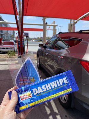 Free dash wipe and car freshener with your wash