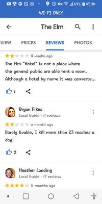 "barely livable" Google review