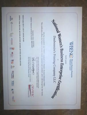 Daubenmire's Printing Co. is WBENC certified.