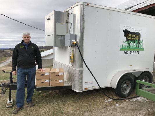 Bob with a side of beef ready to be delivered.