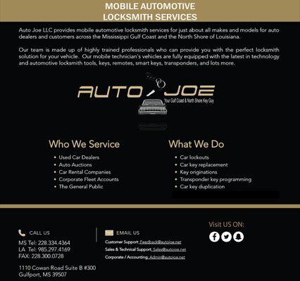 Mobile Automotive Locksmith Services