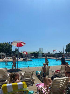 Large pool and diving board.