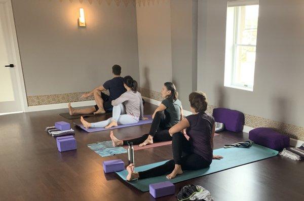 Our Beginner Yoga Series is a great place to lean the foundations of classical yoga practice. Beginners also enjoy Gentle Yoga classes.