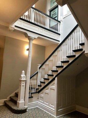 The main stairwell after the complete renovation restoration.