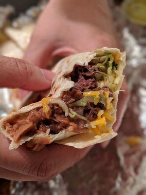 Inside Barbacoa Burrito, $6, tax included