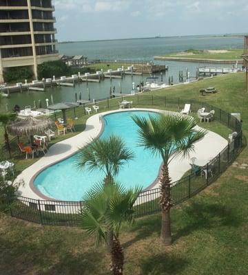 Fantastic pool where you can watch the shipping traffic while you sun and swim!