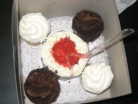 Cupcakes and red-velvet mini cake