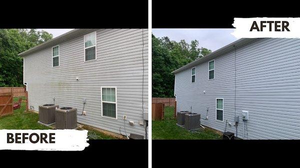 Pressure Washing - house siding before and afters!  Call to book yours today.