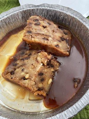 This is my takeout bread pudding! That caramel sauce is stupid good!