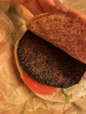 Burnt and not edible Impossible Whopper