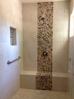 New tile shower with nitch.