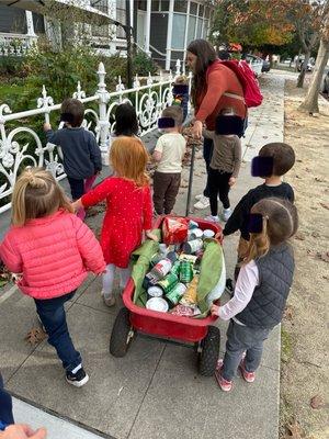 School field trip to donate food to the Salvation Army.