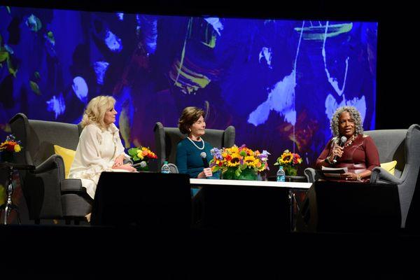 2018 Numbers Luncheon speakers former Second Lady Jill Biden and former First Lady Laura Bush with moderator Monica Kaufman Pearson.