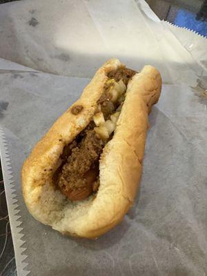 Hog dog (chili mustard and onions- standard toppings for this style)