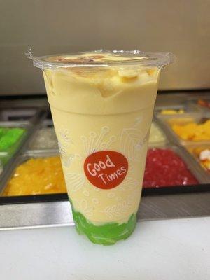 Mango Cream Blend With Green Apple Jelly.