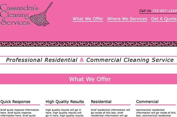 Cassandras Cleaning Service (Mock Up - Waiting on client to finalize)

www.cassandrascleaningservice.com