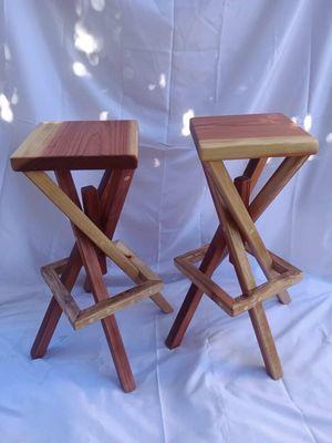 Twisted Stools in redwood