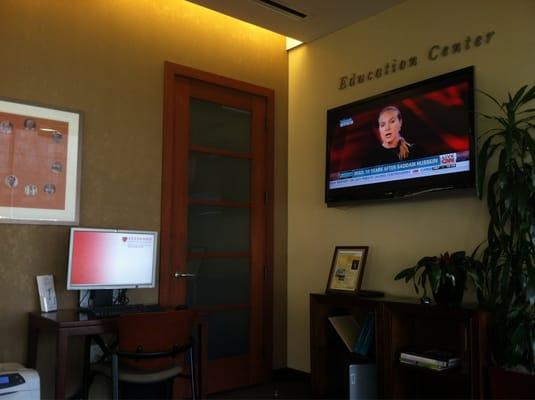 Computers and TV area in the Education Center